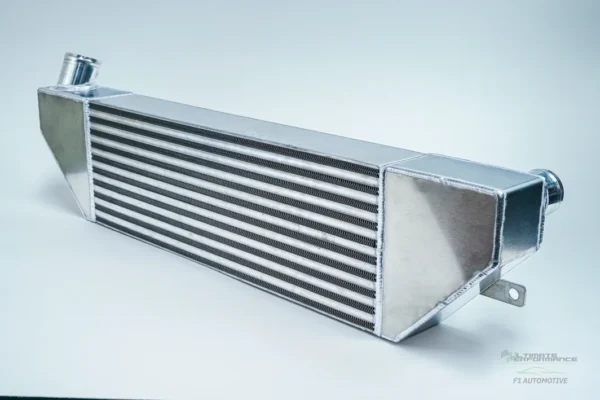 A close up of the side of a car radiator