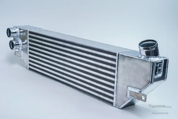 A close up of the side of a car radiator