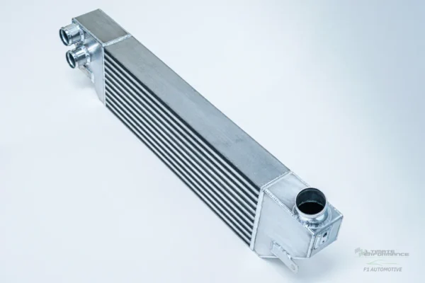 A close up of the side of an aluminum radiator